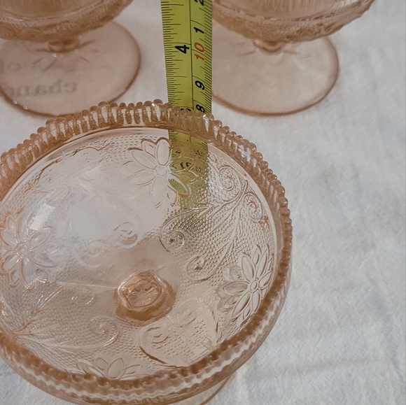 Vintage Tiara Exclusives sandwich glass pink dessert glasses. Set of 11 or less - Picture 3 of 5